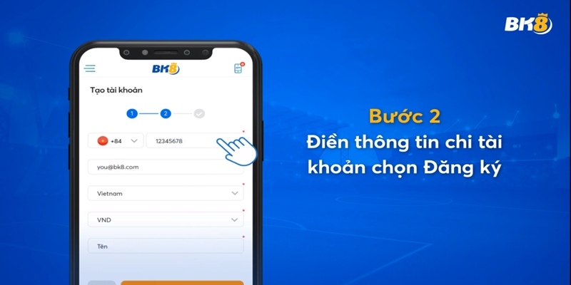 Điền dữ liệu tạo hồ sơ trước khi nhấn hoàn tất Đăng ký
