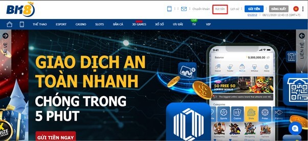 Nút rút tiền BK8