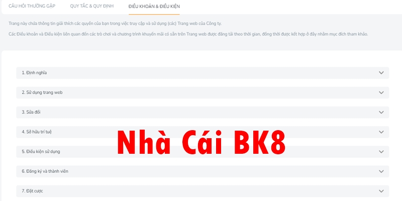 Đáp ứng đúng điều khoản & chính sách dựa trên quy tắc chung của sòng bạc BK8
