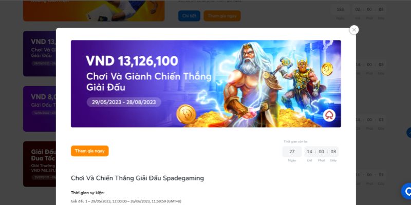 Tham gia chơi và chiến thắng giải đấu spadegaming