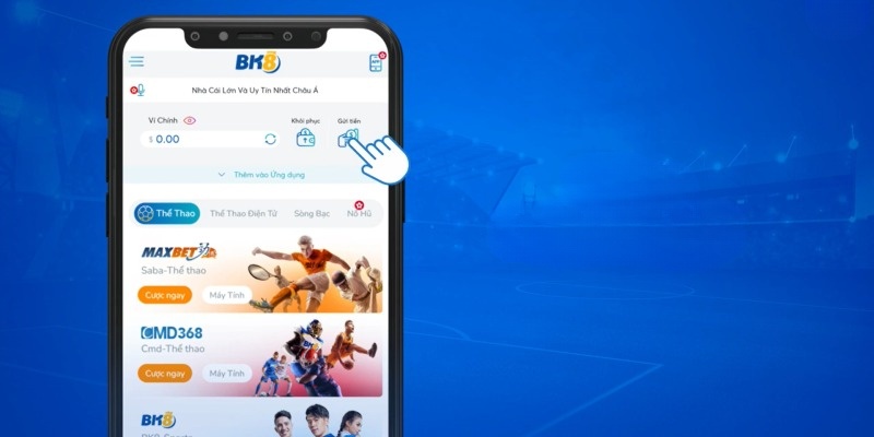 Đăng nhập app và chọn gửi tiền