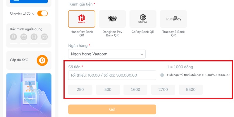 Nhập số tiền