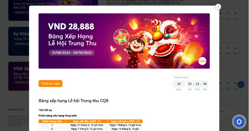 Khuyến mãi Lễ hội Trung thu CQ9